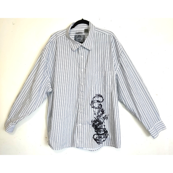 Bruno Other - Bruno New York Embroidery Men's Shirt Sz 4XLB Black White Striped Stretch Pocket